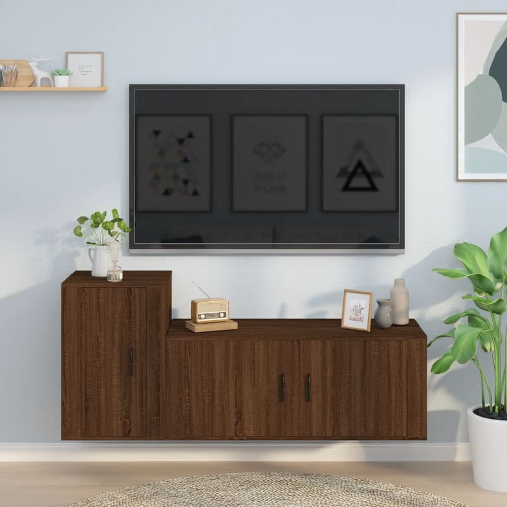 Vidaxl 2-dielna súprava TV skriniek hnedý dub spracované drevo